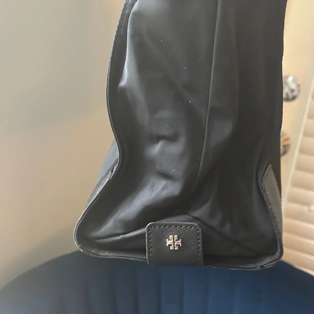 Tory Burch Black Nylon Tote with Logo Medallion